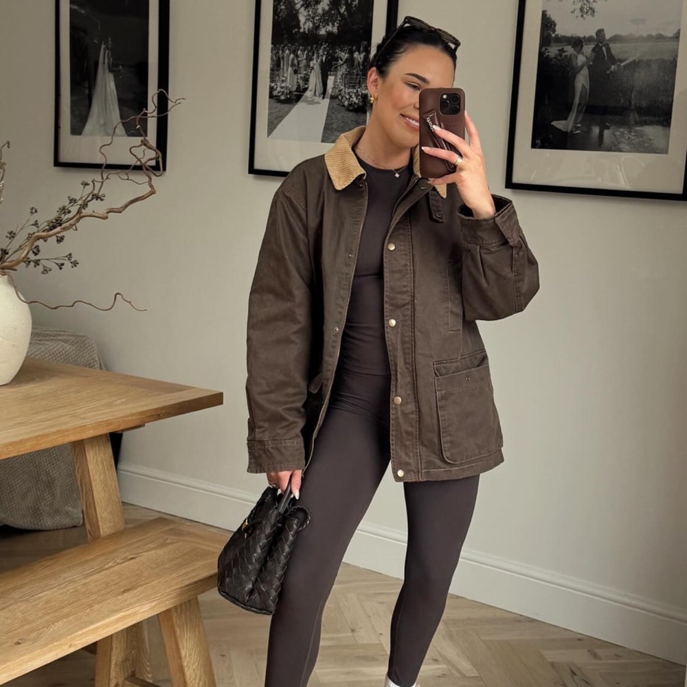Zara Brown Waxy Chore Collar Jacket